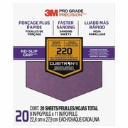 3M 9"x11" Pro Grade Precision No-Slip Grip Sanding Sheet 220-Grit, PK 20 27220 Tri-20